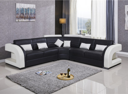 Garnitur Wohnlandschaft L-Form Neu Designer Sofa Couch Ecksofa + Hocker Polster